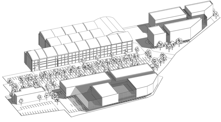 Axonométrie du projet sur 2.2 ha